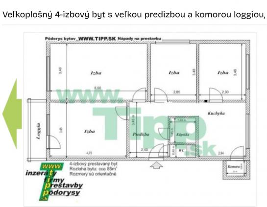 Veľkoplošný 4 izbový byt na PREDAJ - VII. sídl.KOMÁRNO  Bezirk Komárno ksk-PN-1510